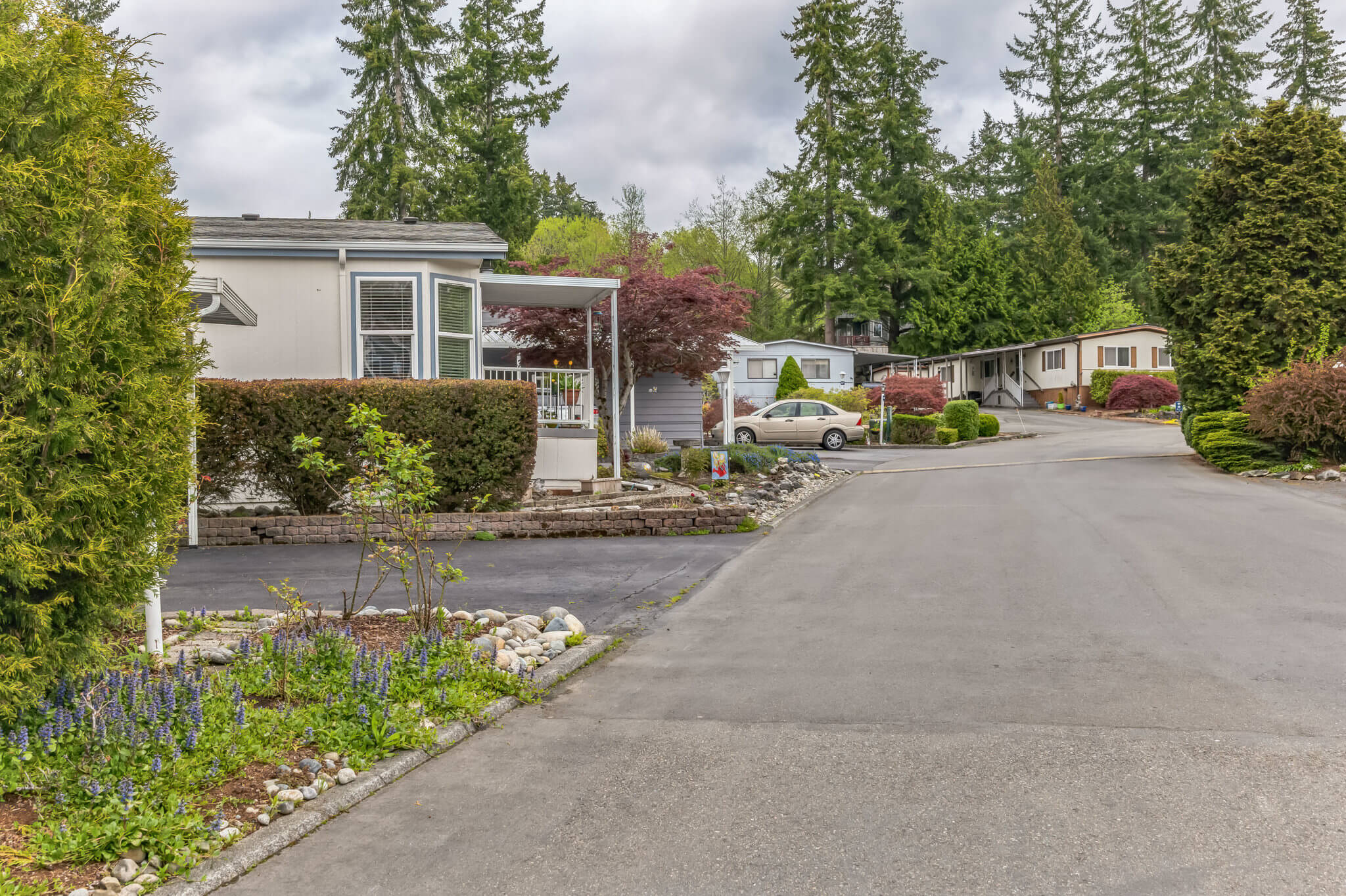 Outside view of manufactured homes and their roads